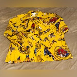 Vintage en route Native Print Ruffle Button Up Blouse Womens Size Small